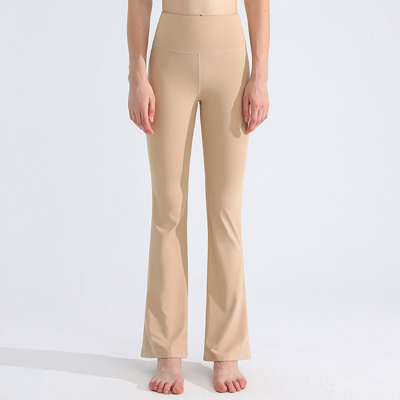 Antibacterial Sports Yoga Pants Female High Elastic Nude Feel Moisture Absorption Quick-drying Bell-bottom Pants