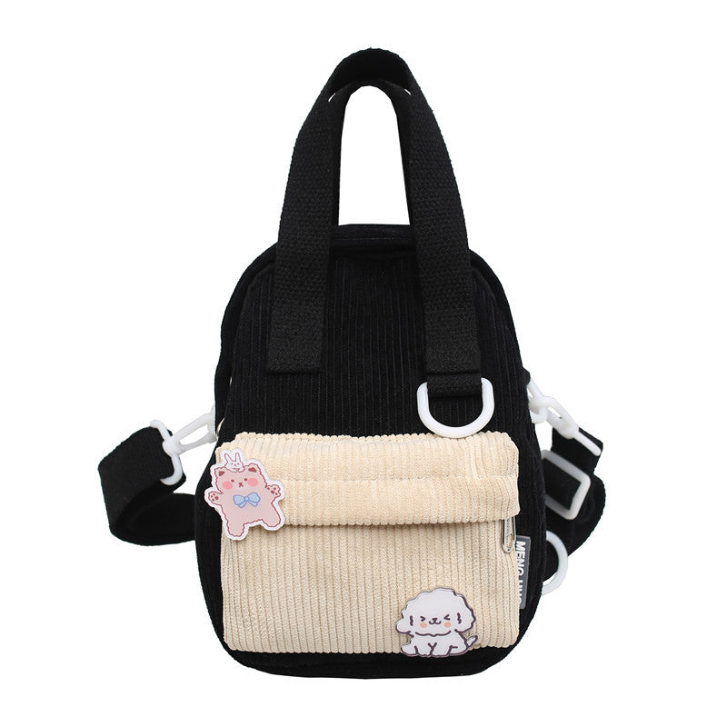 Handheld One Shoulder Korean Style Corduroy Crossbody Bag