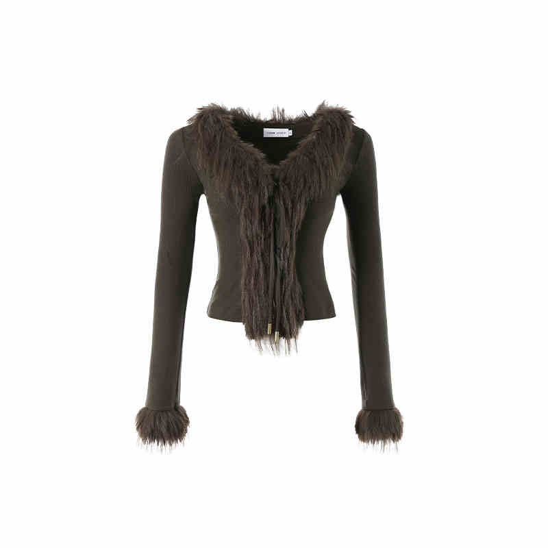 Woolen Sweater V-neck Lace Up Cardigan Long-sleeved Top
