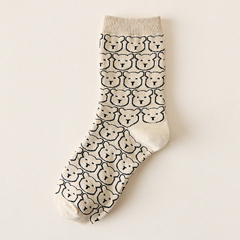 The New Cartoon Bear In The Tube Socks Women's Lace College Style