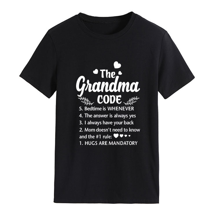 The Grandma Code Round Neck Letter Print Short Sleeves