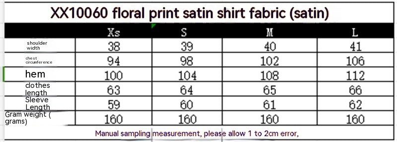 Women's French Fashion Floral Print Satin Shirt Women