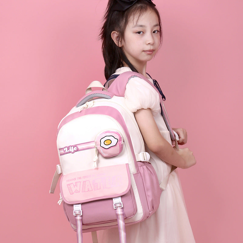 Casual And Lightweight Elementary And Middle School Student Schoolbags Burden Reduction