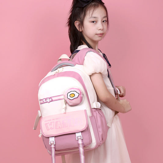 Casual And Lightweight Elementary And Middle School Student Schoolbags Burden Reduction