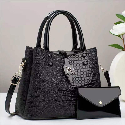 Women's Fashion Large Capacity Soft Leather Crocodile Pattern Casual Bag