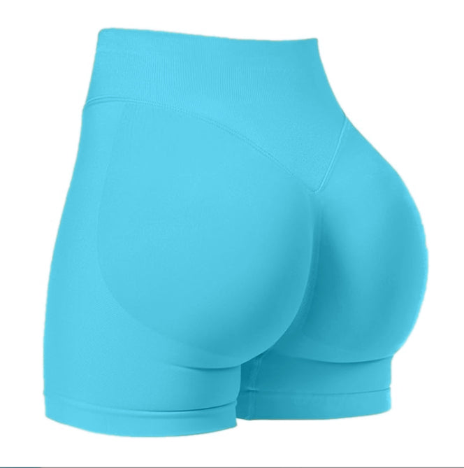 Højtaljede yogashorts Tætsiddende hofte-løftende sømløse hurtigtørrende bukser til sportsfitness