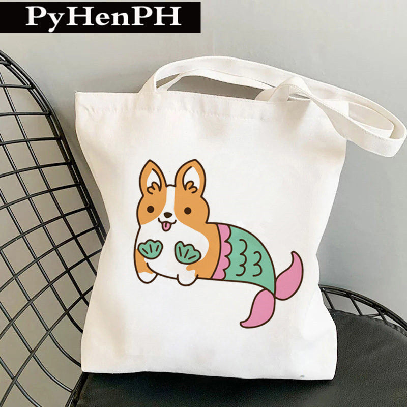 Canvas Tote Milk Tea Printing Shoulder Portable Canvas Bag