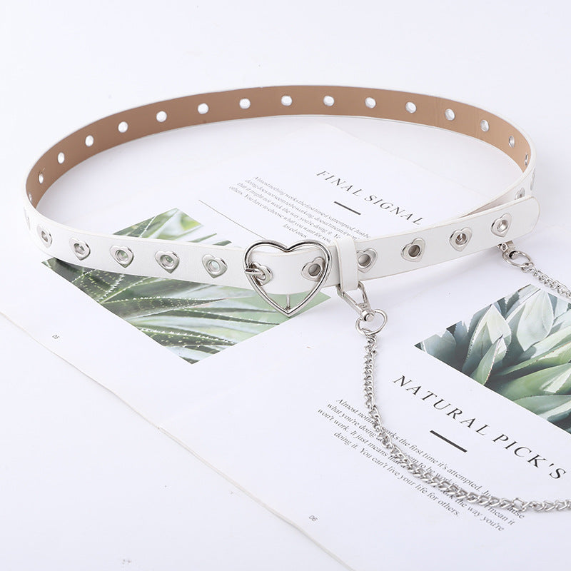 Punk Heart Eyelet Buckle Cutout Decoration Ladies Belt