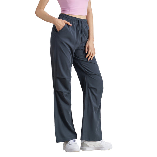 Women's Wide-leg Small Overalls Cool Rustling Pleated Drawstring Paratrooper Pants