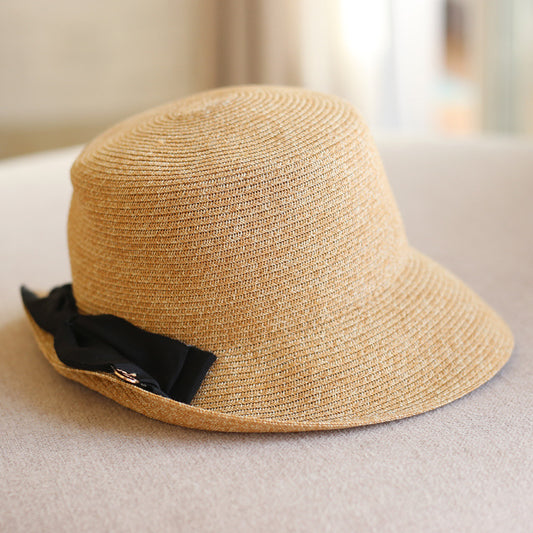 Women's Fashion Back Fold Bow Straw Hat