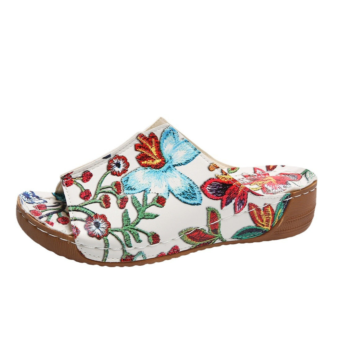 Peep Toe Wedge Mode Enkel Slip-on Mode Sandal Sutsko