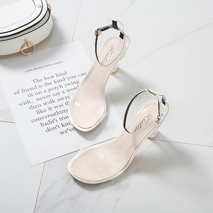 Korean Style Transparent Crystal High Heel Sandals
