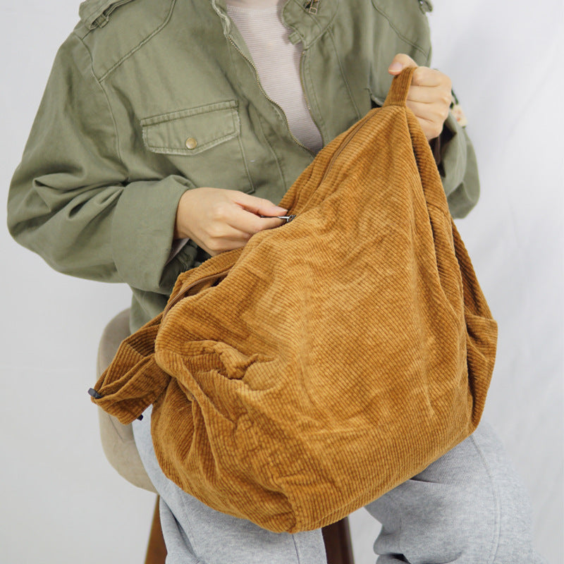 Literary Leisure Simple Corduroy Shoulder Messenger Bag