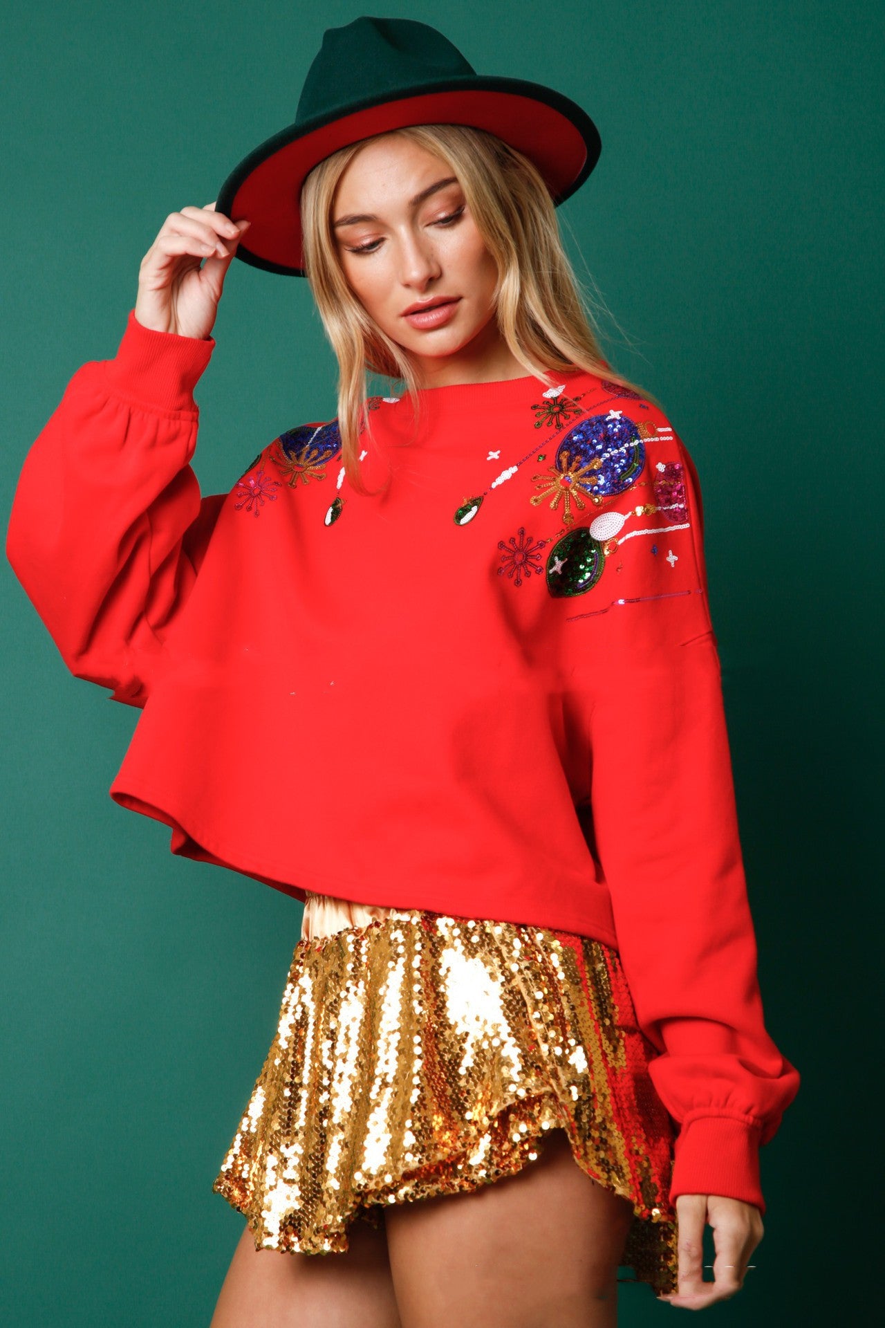 Women's Fashion Christmas Sequined Round Neck Pullover