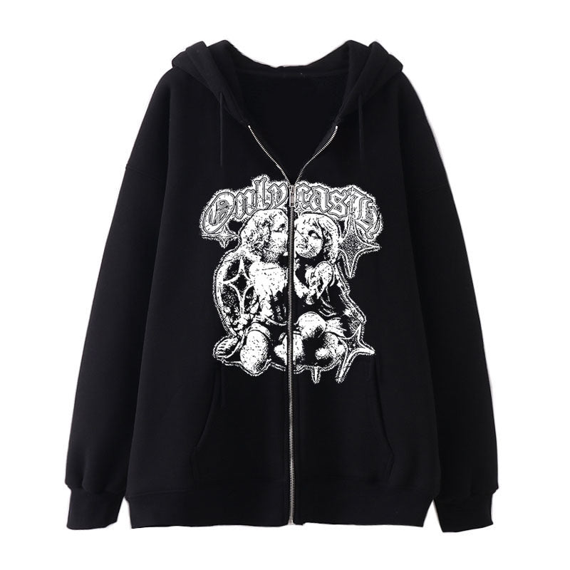 Women's Casual Hoodie Wings Angel Zipper Sweater