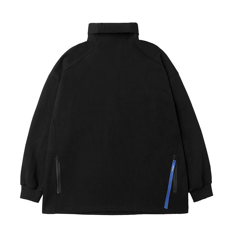 Adjustable Stand Collar Sweater Men And Women Loose Casual Solid Color Long Sleeves
