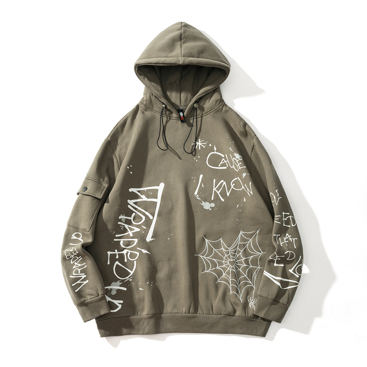 High Street Hip Hop Graffiti Embroidered Print Hoodie