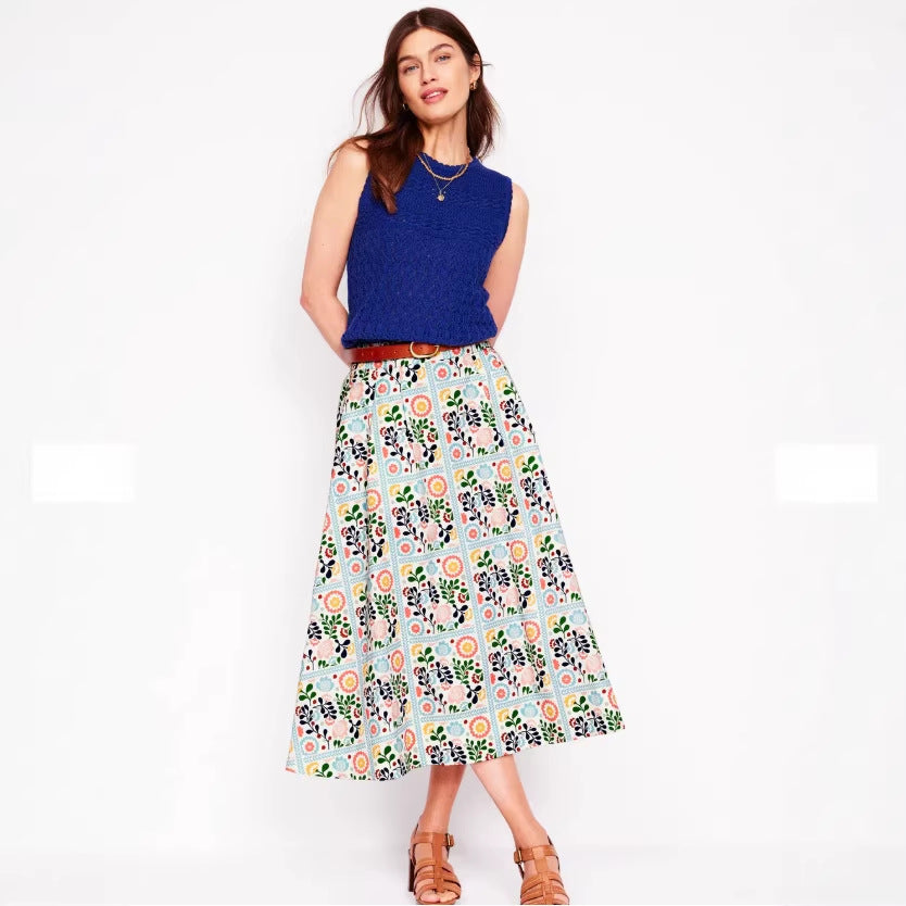 Womens Stylish Printed Pocket Skirt