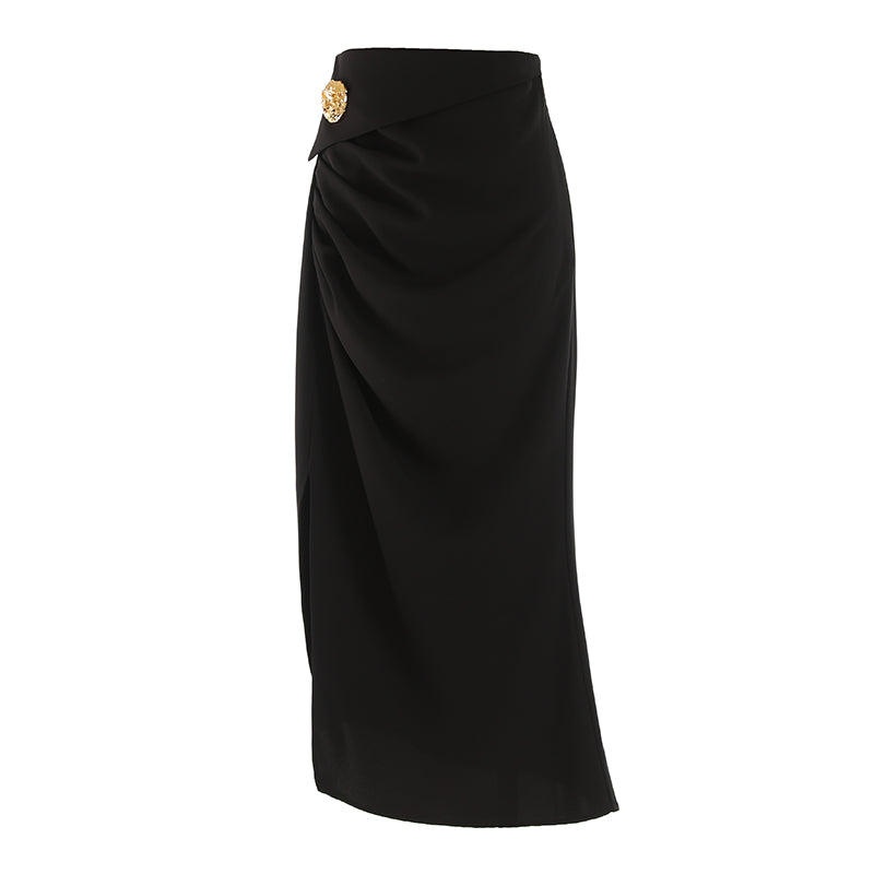 Elegant Irregular Slit Suit Skirt Women
