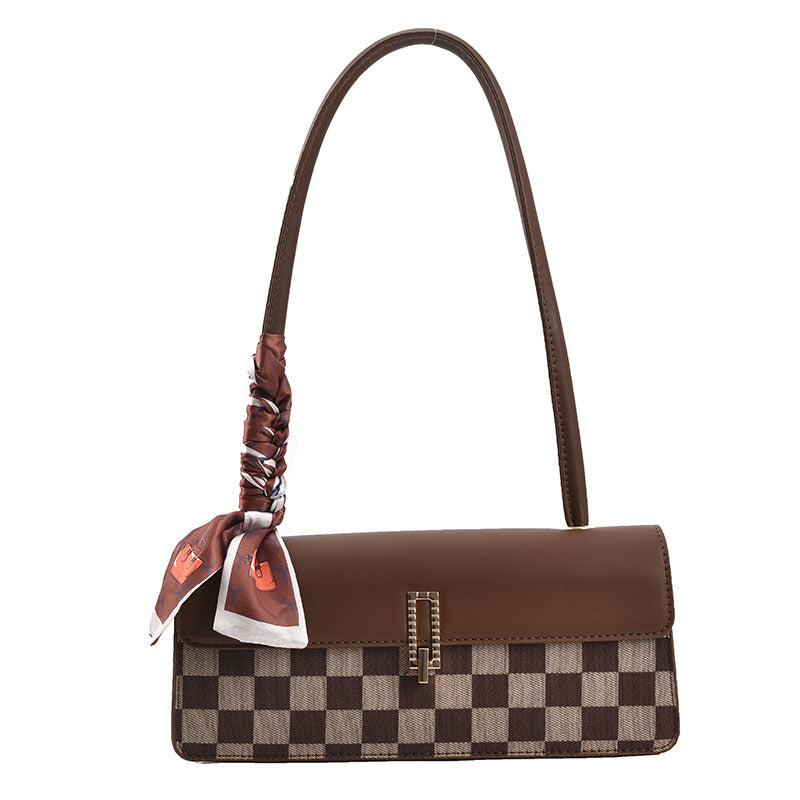 Check Color Contrast Personality Western Style Shoulder Bag