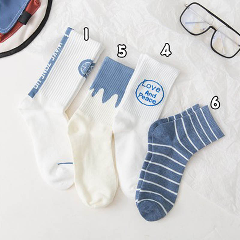 Cute Japanese Cartoon Blue Striped Stockings