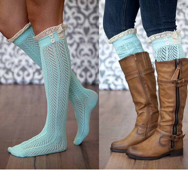 Long Tube Lace Over The Knee Socks Fashion Ladies Hollow