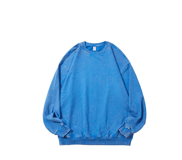 Sweater i vasket bomuld med rund hals og lange ærmer