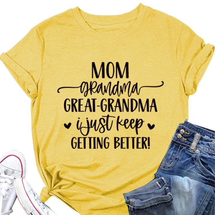 Fashion Letter Round Neck Short Sleeve T-shirt