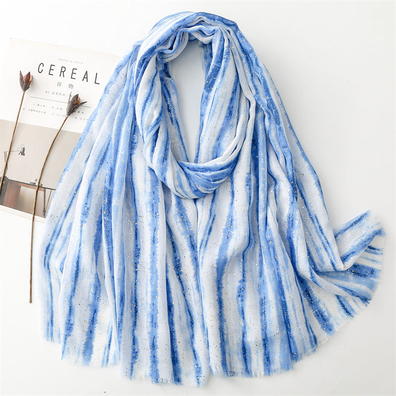 Gilding Bamboo Forest Gradient Burr Silk Scarf Warm Shawl