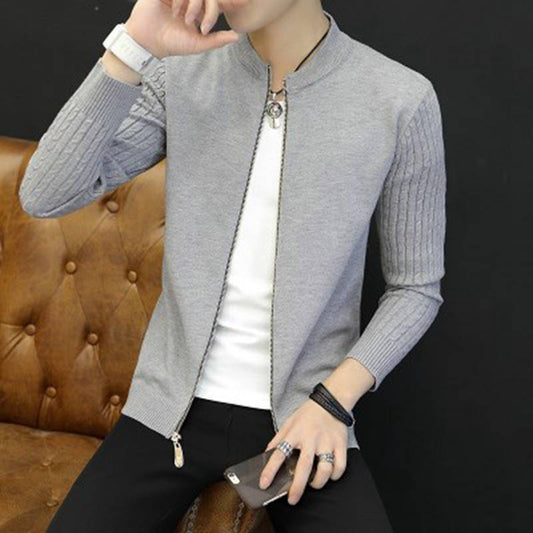 Spring And Autumn Jacket Men's Korean-style Slim-fit Knitted Cardigan Coat