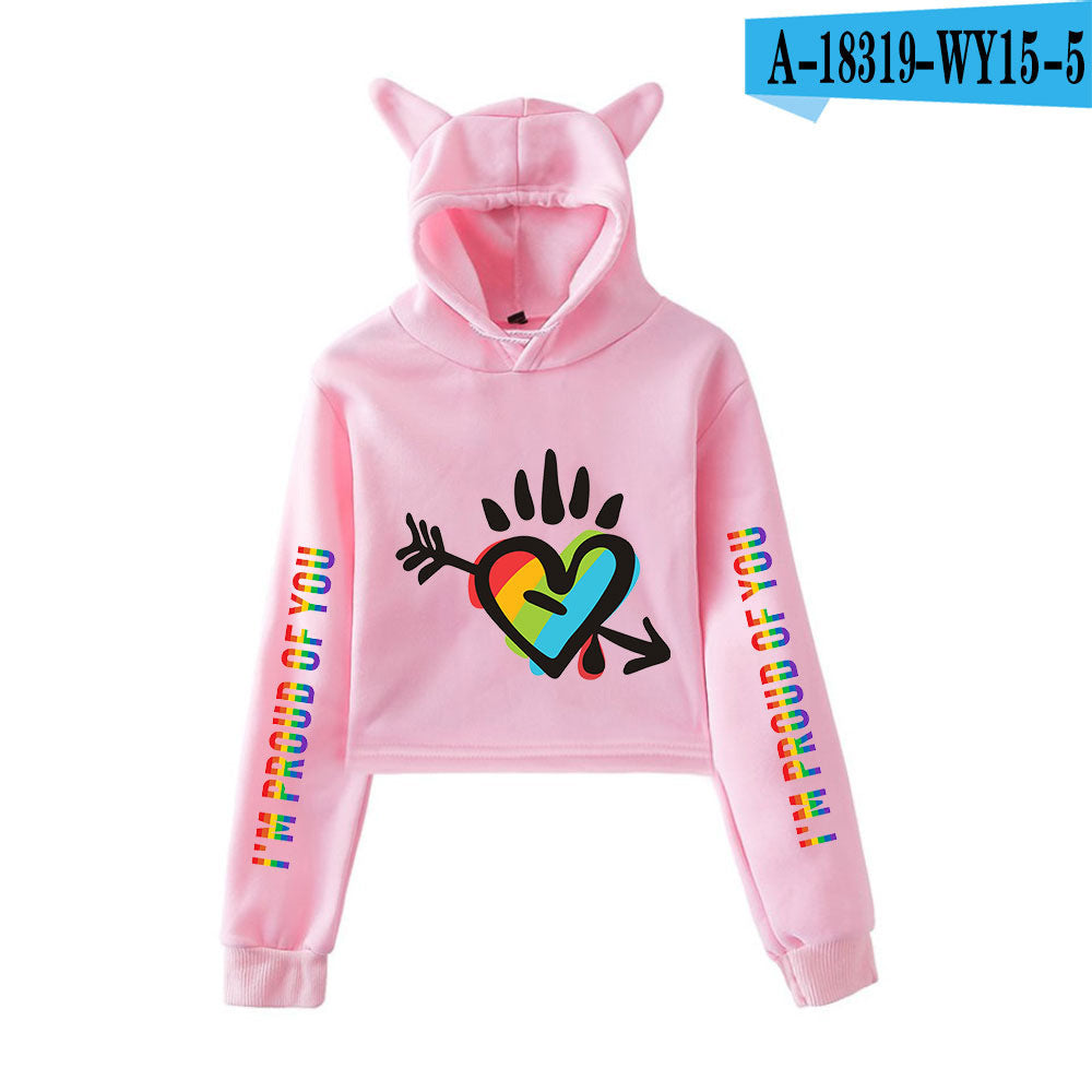 Girl Navel Exposed Cat Ear Sweater