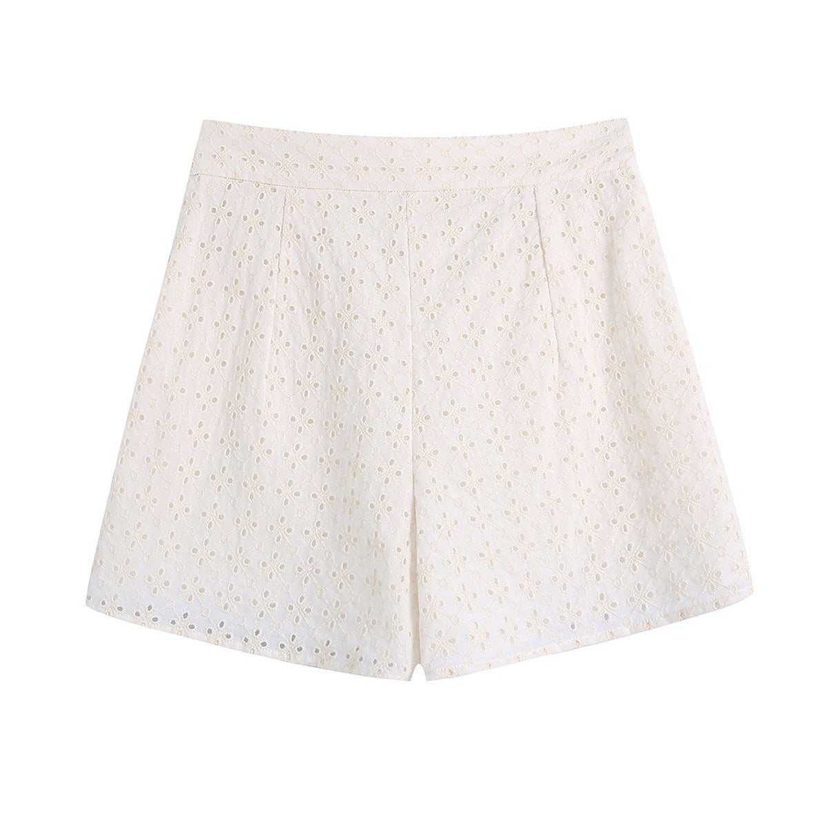 Women's Dignified Hollow Embroidered Shirt And Shorts Suit