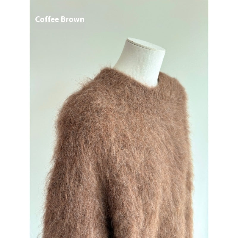 Autumn And Winter New Alpaca Round Neck Loose And Idle Knitted Sweater