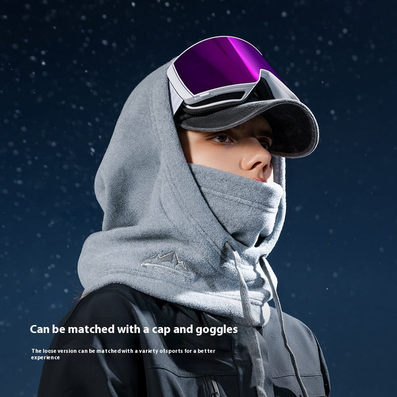 Warm Hat Scarf Integrated Fleece-lined Thick Mask Windproof