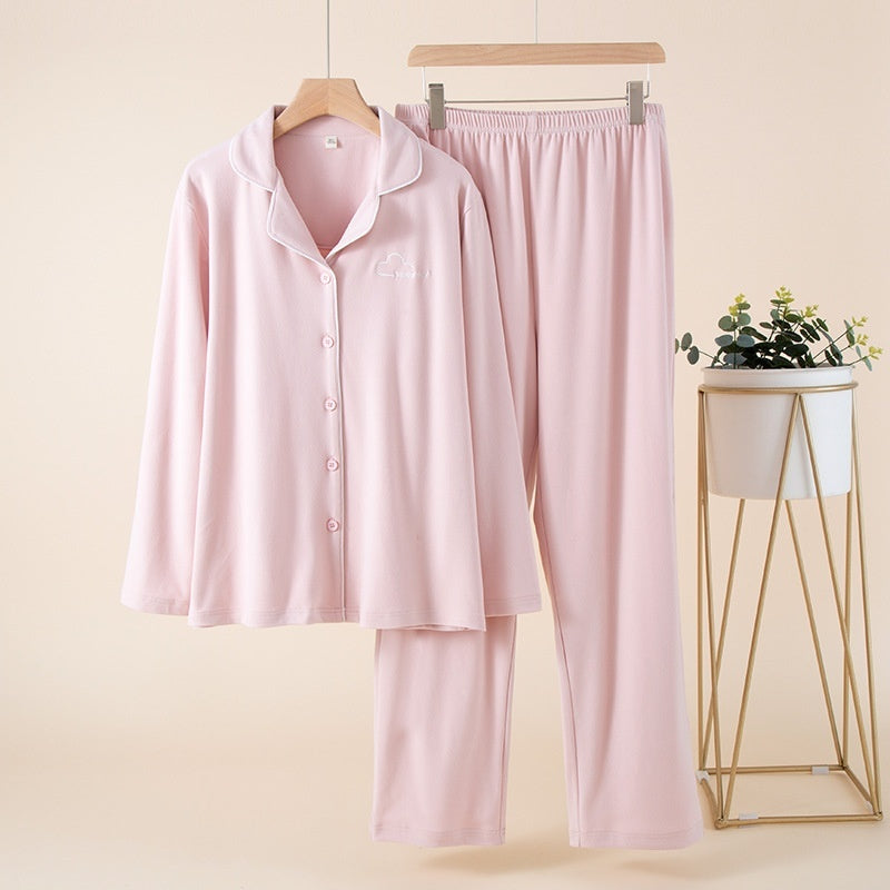 New Womens Solid-color Embroidered Loose-fitting Set