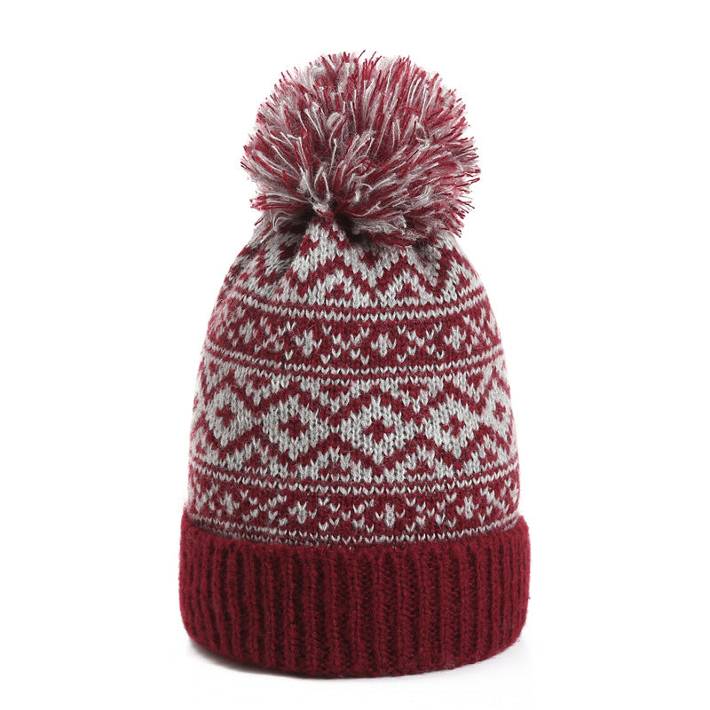 Winter Versatile Diamond Plaid Two-Color Contrast Hat