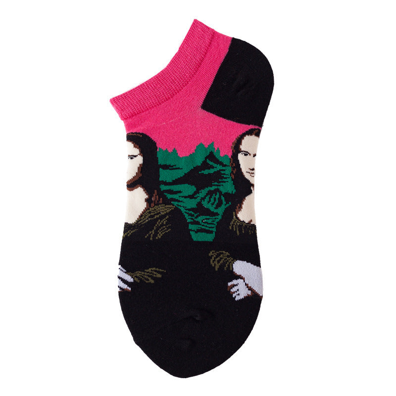 Women's Shallow Mouth Oil Painting Avocado Socks
