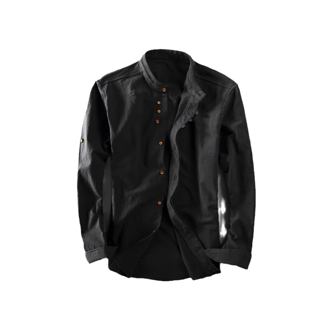 Men's Casual Shirt Chinese Style Stand Collar Cotton Linen