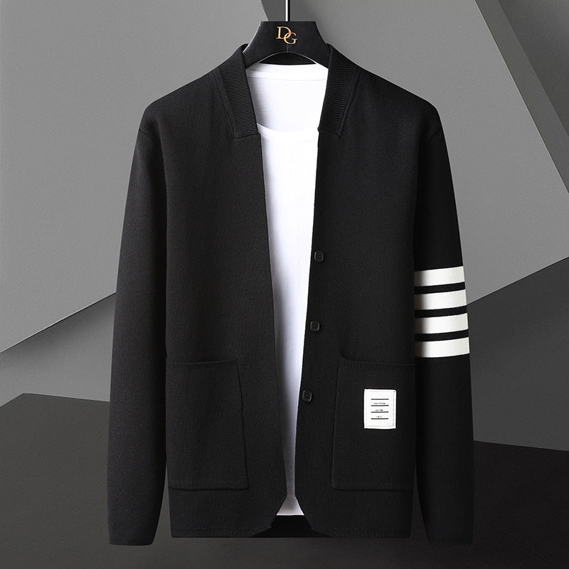 Men's Long-sleeved Knitted Cardigan Sweater