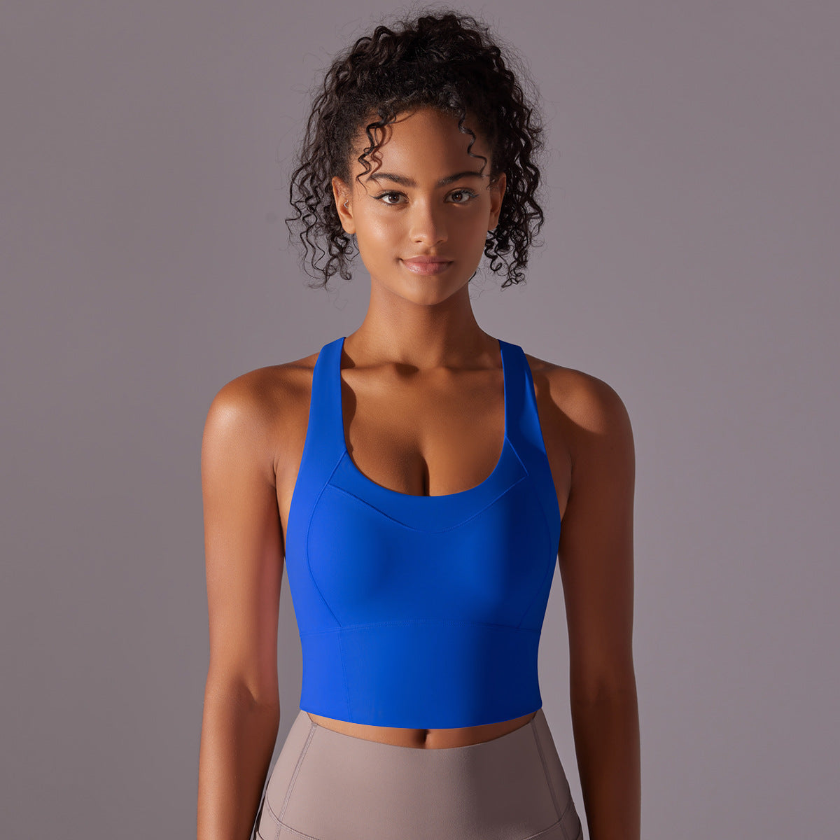 Nude Feel Pure Color Seamless One-piece Cup Vest Cross