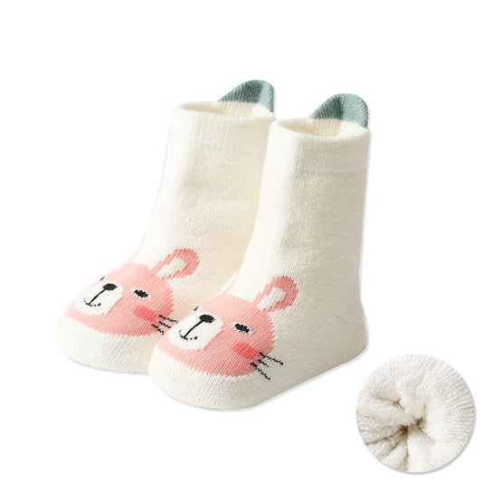 Children's Cartoon Dispensing Warm Terry Socks With Large Heel