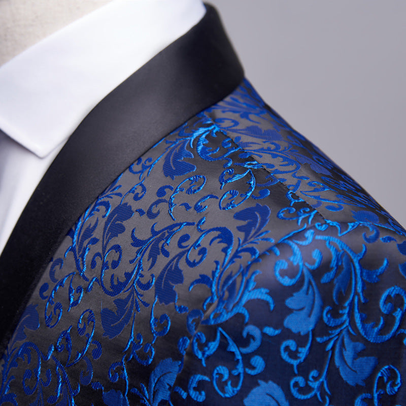 Men's Floral Suit Trousers Suit Slim-fit Banquet Stage Wear