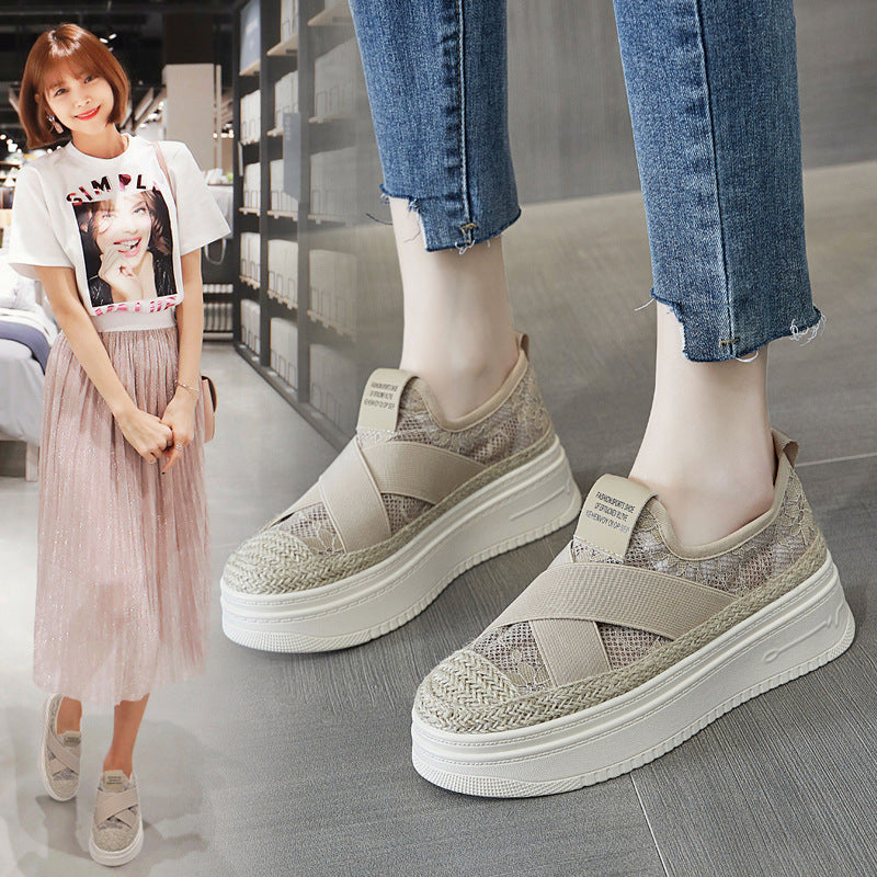 Mesh Platform Slip On Loafer Flat Sole