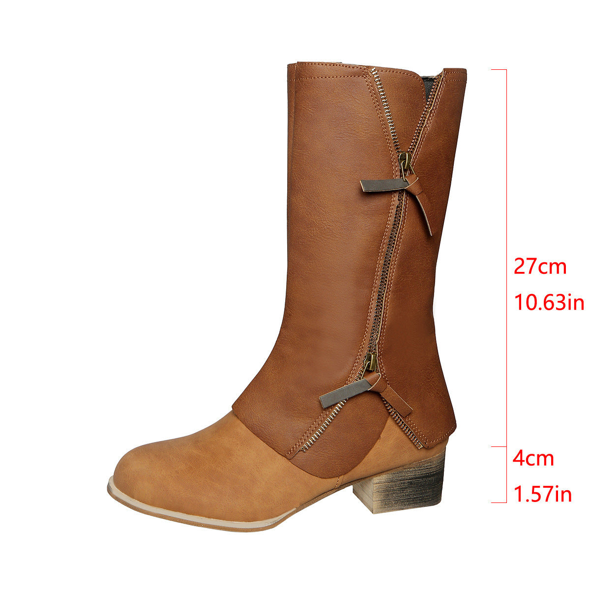 Chunky Heel Women's Side Zipper Martin Boots