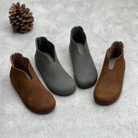 Women's Fashion Vintage Handmade Leather Short Boots