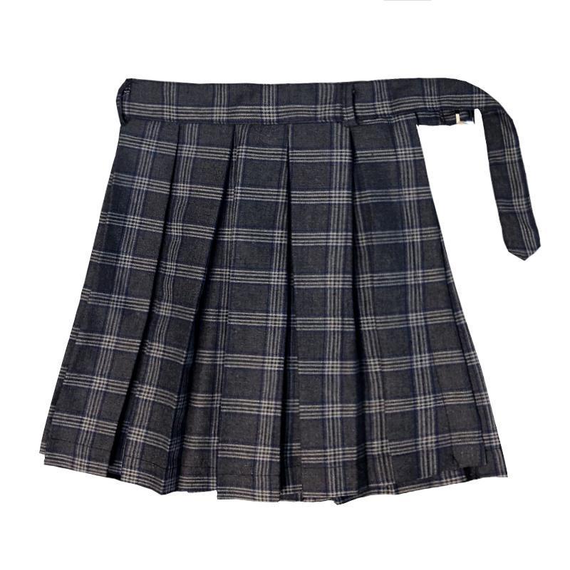 Gothic Plaid Skirt Shorts Belt Chain Irregular Hollow