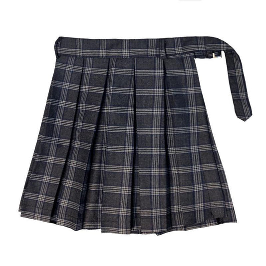 Gothic Plaid Skirt Shorts Belt Chain Irregular Hollow