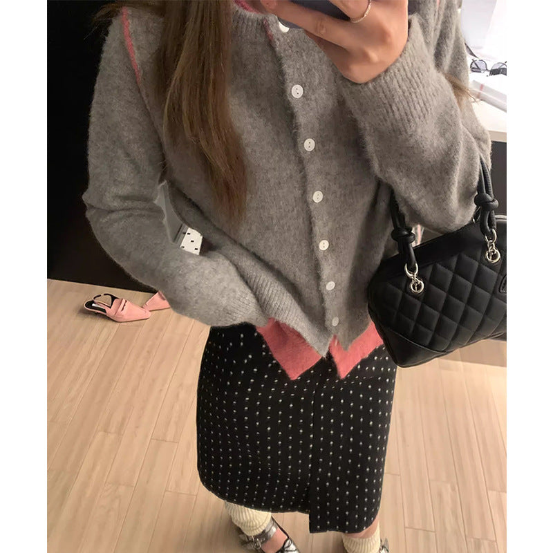 Autumn New Round Neck Slimming Casual Sweater Coat