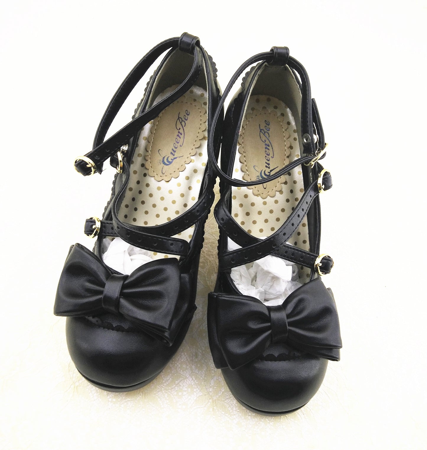 Sweet Girl Loli Color Matching Cross Straps Lolita Round Toe Princess Shoes