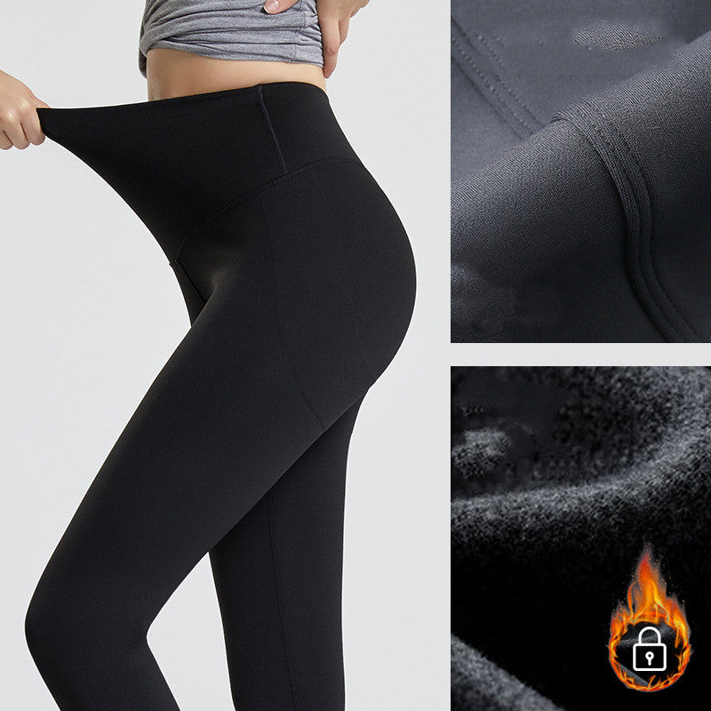 Dame-leggings i hajskindfleece med mavekontrol og hoftefokus